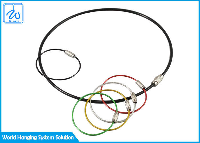 Galvanized Cable Loop Key Ring Colorful Traveler Key Shackle Wire Loop